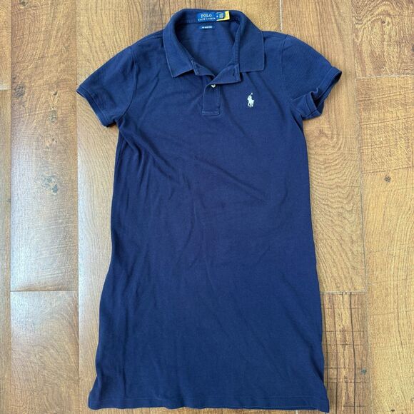 Ralph Lauren Sport The Mesh Mini Polo Dress Women Size Medium Navy Blue - Picture 1 of 6